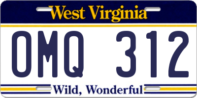 WV license plate OMQ312