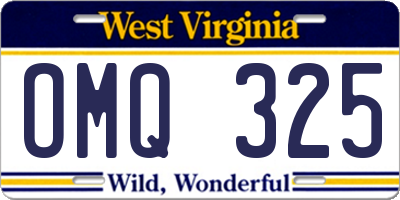WV license plate OMQ325