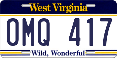 WV license plate OMQ417