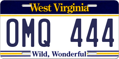 WV license plate OMQ444