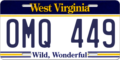 WV license plate OMQ449