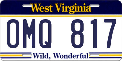 WV license plate OMQ817