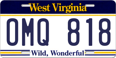 WV license plate OMQ818