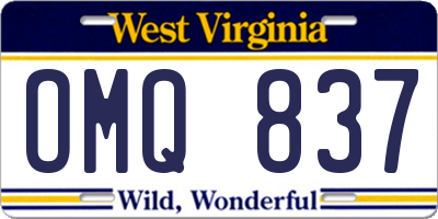 WV license plate OMQ837