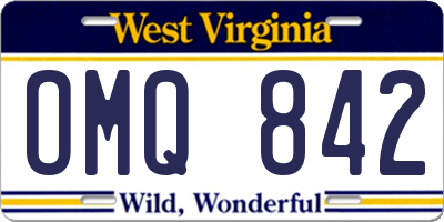 WV license plate OMQ842