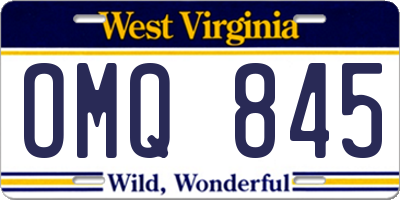 WV license plate OMQ845