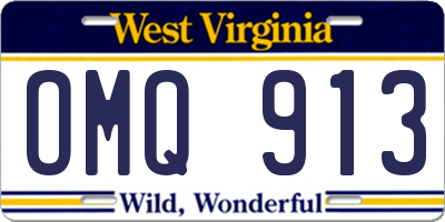 WV license plate OMQ913