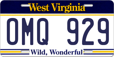 WV license plate OMQ929