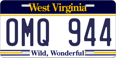 WV license plate OMQ944
