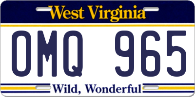 WV license plate OMQ965