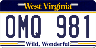 WV license plate OMQ981