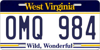 WV license plate OMQ984