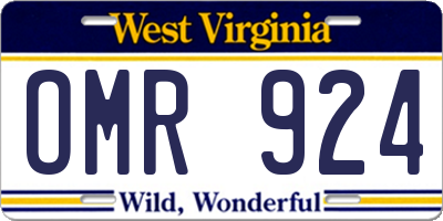 WV license plate OMR924