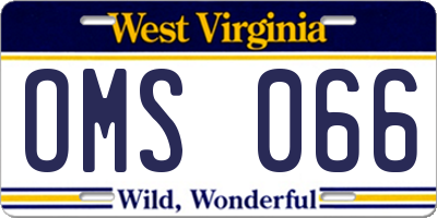 WV license plate OMS066