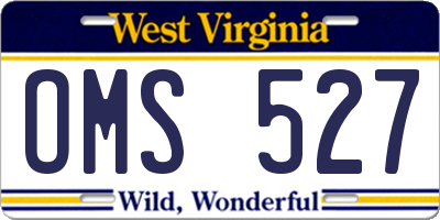 WV license plate OMS527