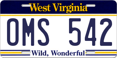 WV license plate OMS542
