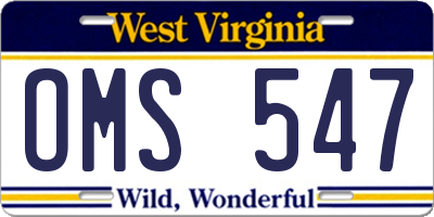 WV license plate OMS547