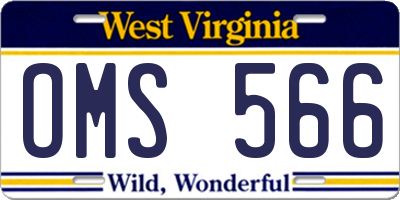 WV license plate OMS566