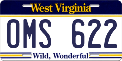 WV license plate OMS622