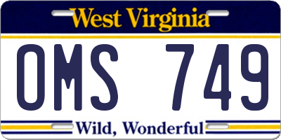 WV license plate OMS749