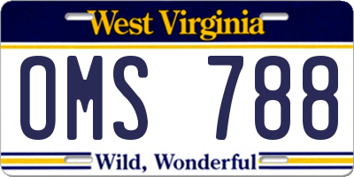 WV license plate OMS788