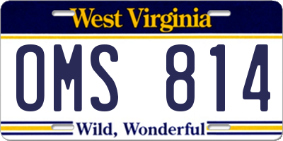 WV license plate OMS814
