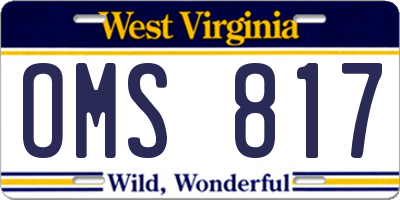 WV license plate OMS817