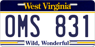 WV license plate OMS831