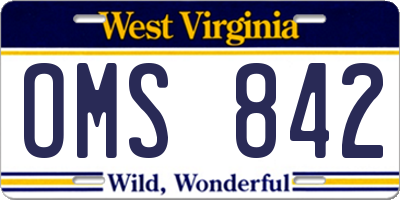 WV license plate OMS842