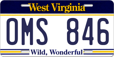 WV license plate OMS846