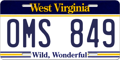 WV license plate OMS849