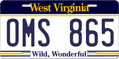WV license plate OMS865
