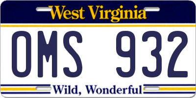 WV license plate OMS932