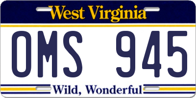 WV license plate OMS945