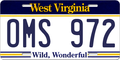 WV license plate OMS972