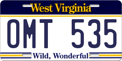 WV license plate OMT535