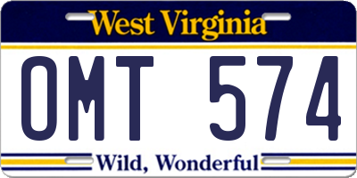 WV license plate OMT574