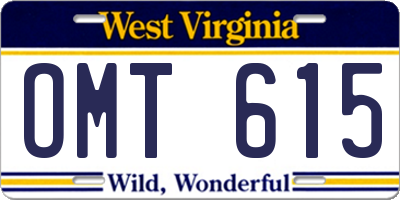 WV license plate OMT615