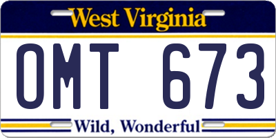WV license plate OMT673