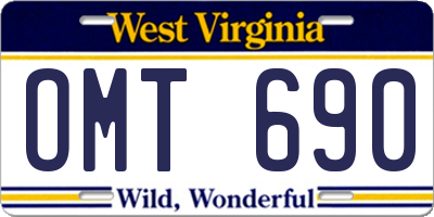 WV license plate OMT690