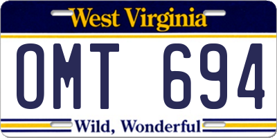 WV license plate OMT694