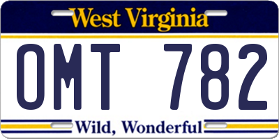WV license plate OMT782