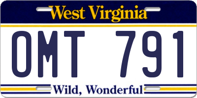 WV license plate OMT791