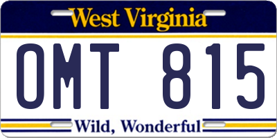 WV license plate OMT815