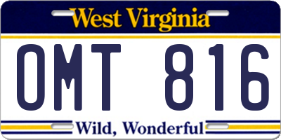WV license plate OMT816