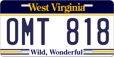 WV license plate OMT818