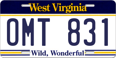 WV license plate OMT831