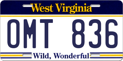 WV license plate OMT836