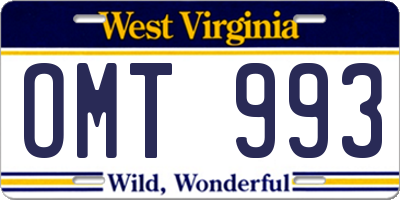 WV license plate OMT993