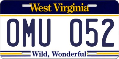 WV license plate OMU052
